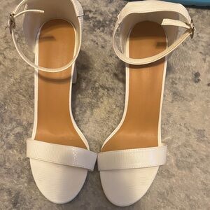 Elegant White Ankle Strap Heels